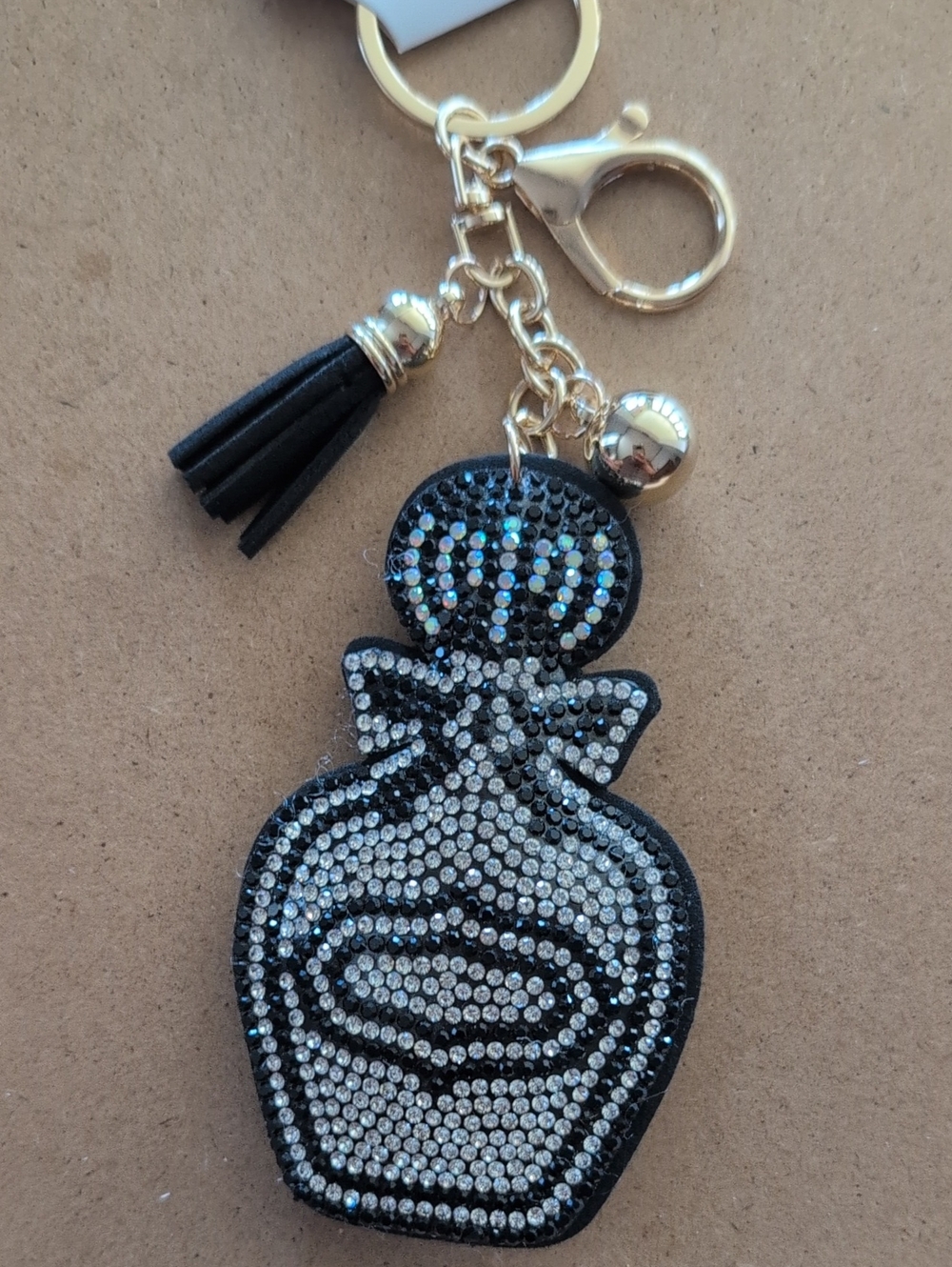 Rhinestone Perfume Bottle KeychainBag Charm with Tassel